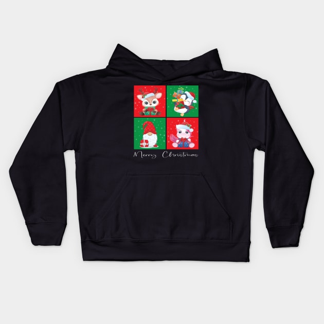 Merry Christmas Reindeer Gnome Penquin Unicorn - Xmas Women Men Design Kids Hoodie by Envision Styles